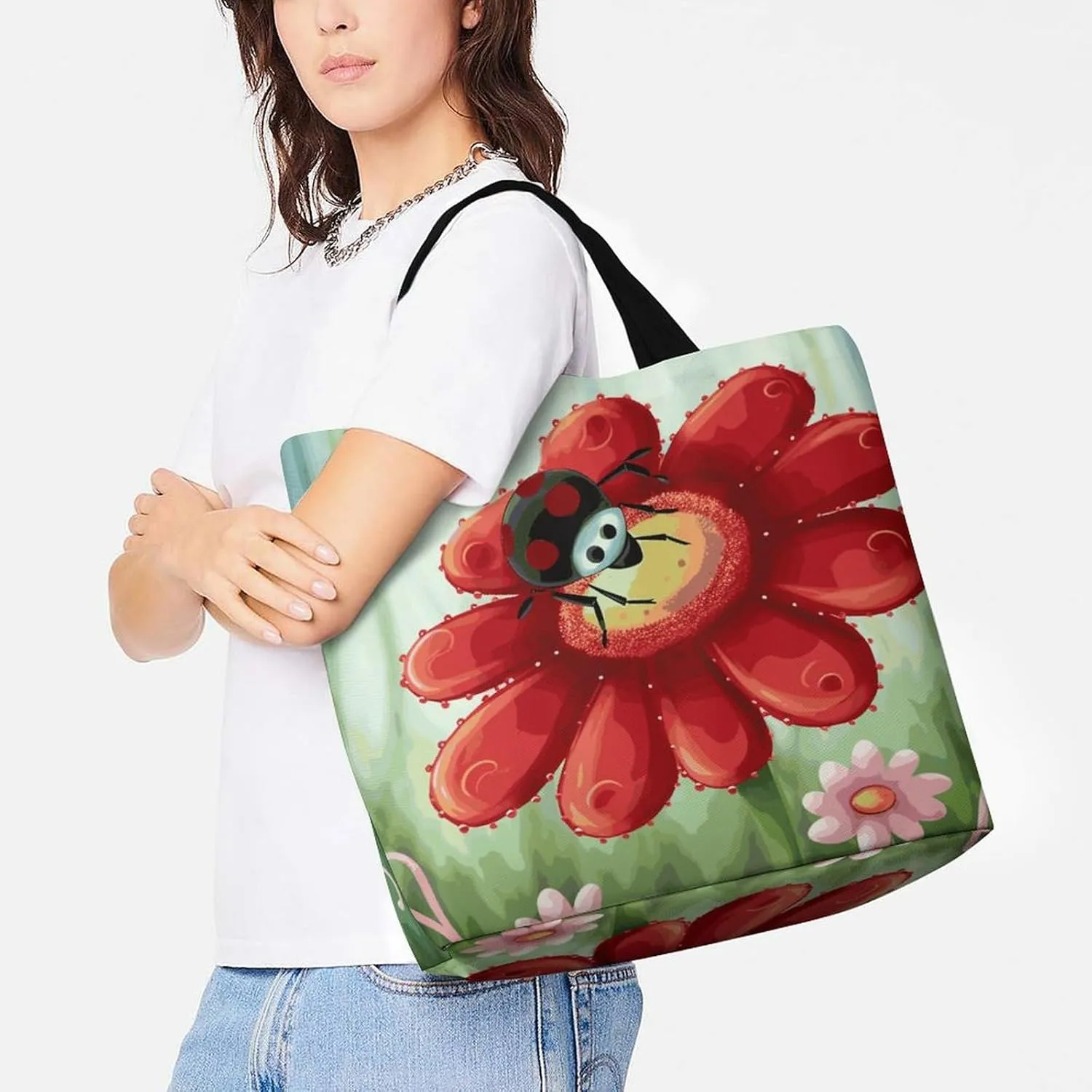 Yellow Rose Tote Bags, Reusable Grocery Bags, Large Shopping Bag, Shoulder Bag for Women