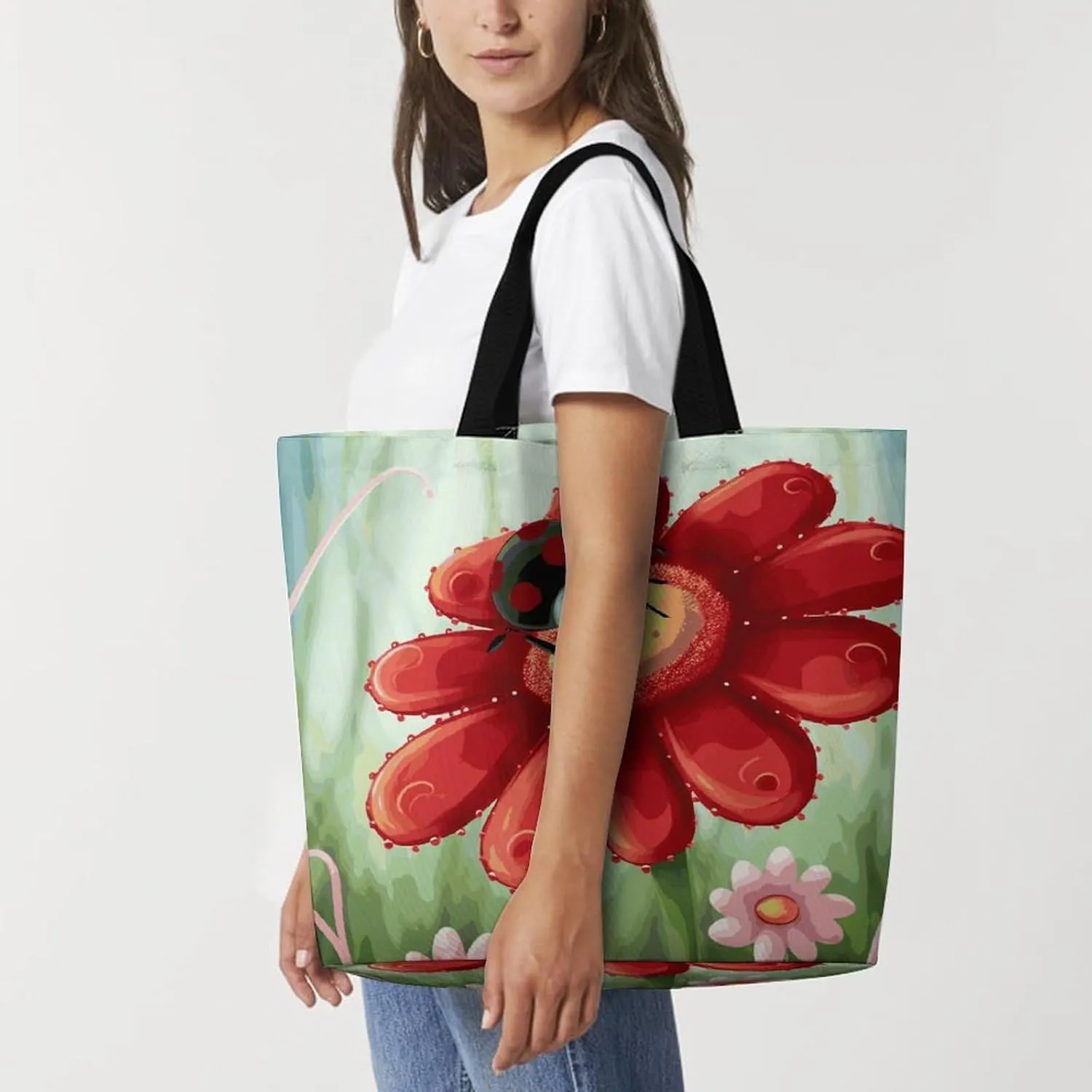 Yellow Rose Tote Bags, Reusable Grocery Bags, Large Shopping Bag, Shoulder Bag for Women