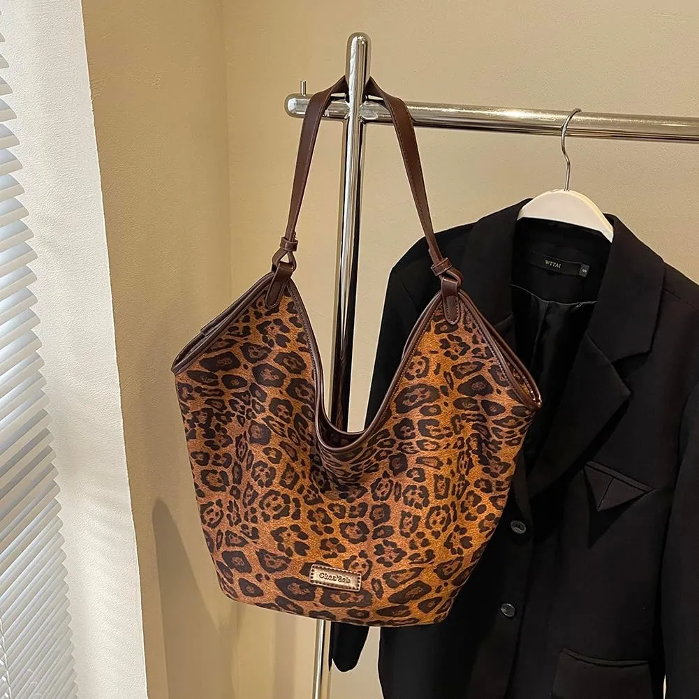 YFGBCX Suede Bags for Women Crossbody Bags Cheetah Hobo Bag Leopard Bags for Women Large Capacity Work Tote Bag
