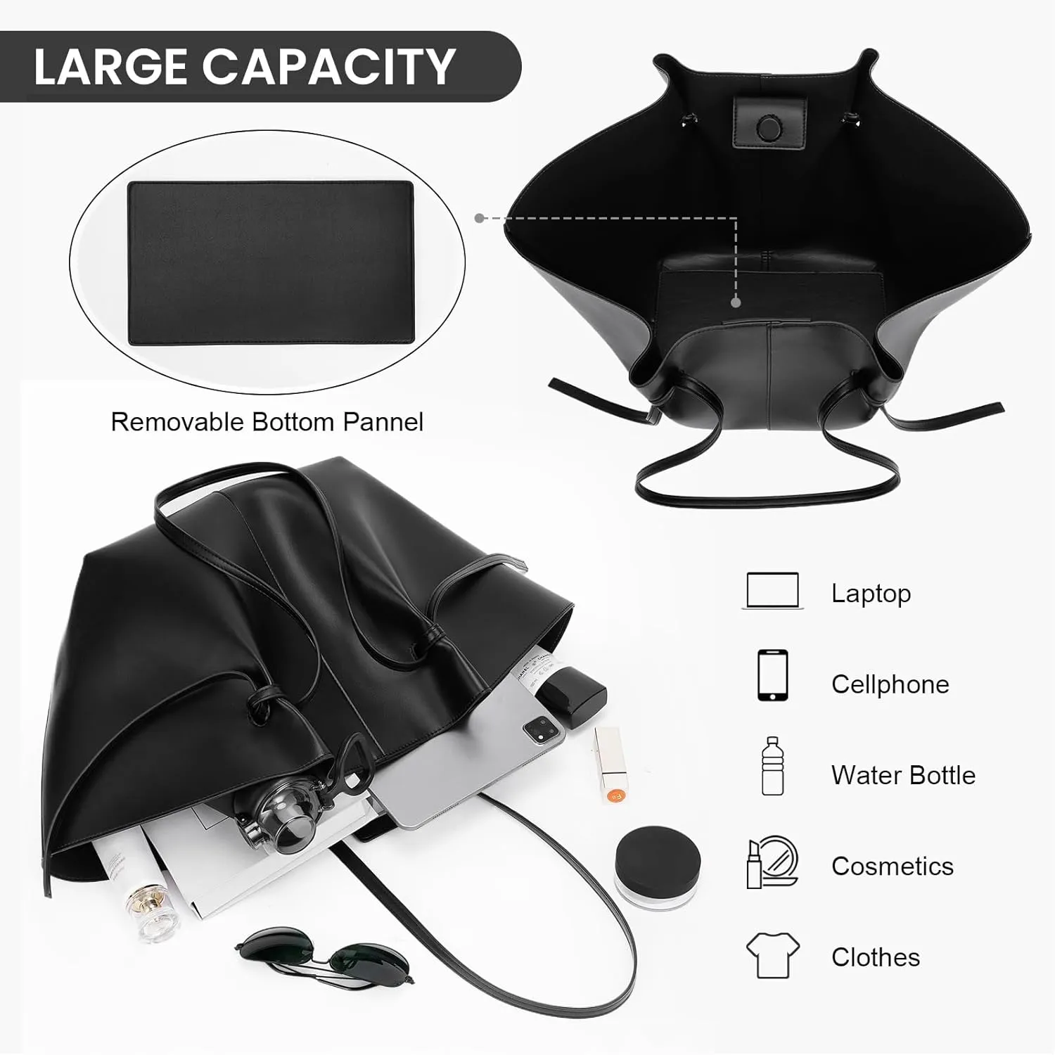 YFGBCX Tote Bag Smooth Leather Work Bag for Women Trendy Top Handle Bag Luxury Hobo Handbag with Adjustable Strap