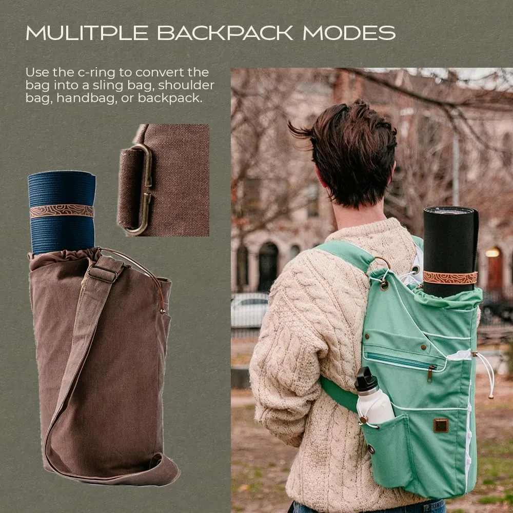 Yoga Mat Bag - Large Canvas Yoga Carrier with Accessories Fit, Backpack, Gift