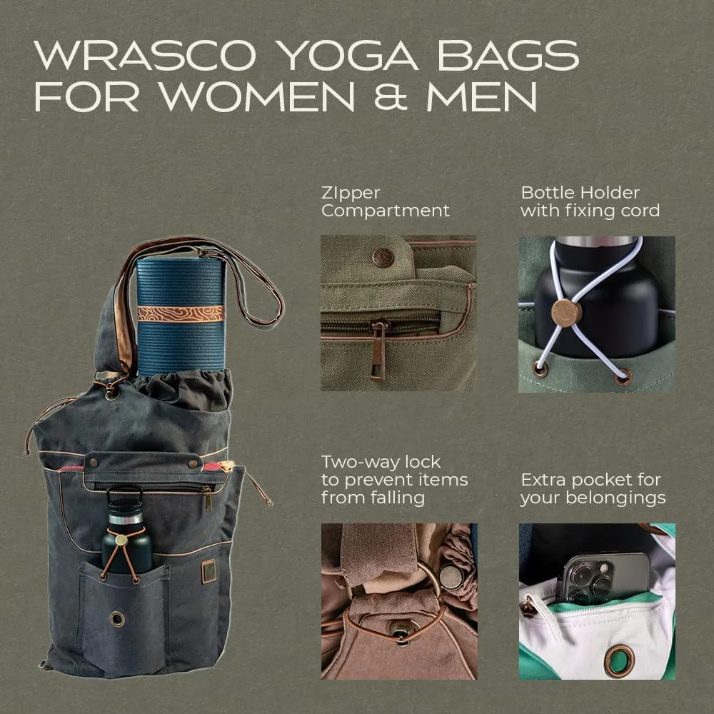 Yoga Mat Bag - Large Canvas Yoga Carrier with Accessories Fit, Backpack, Gift