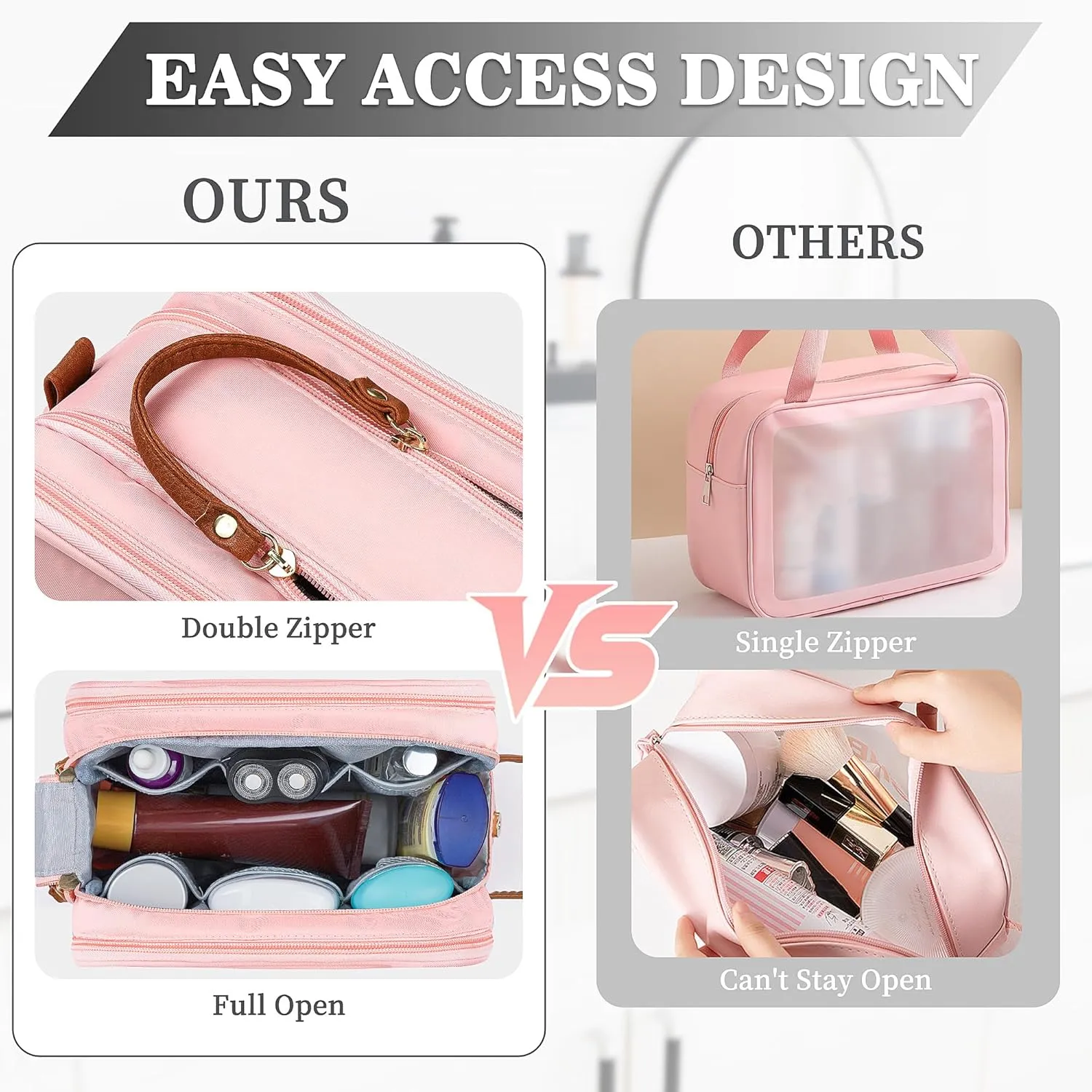 YOOLIFE Toiletry Bag for Women Men - Initial Travel Toiletry Bag Organizer Dopp Kit Water Resistant Personalized Gifts