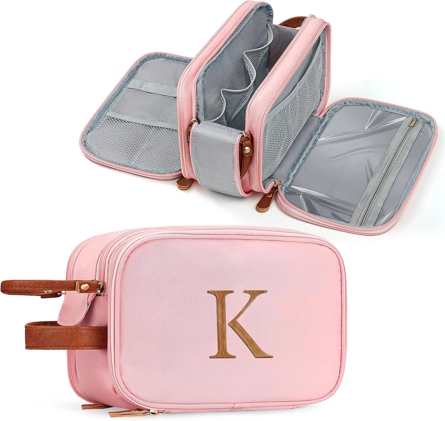 YOOLIFE Toiletry Bag for Women Men - Initial Travel Toiletry Bag Organizer Dopp Kit Water Resistant Personalized Gifts