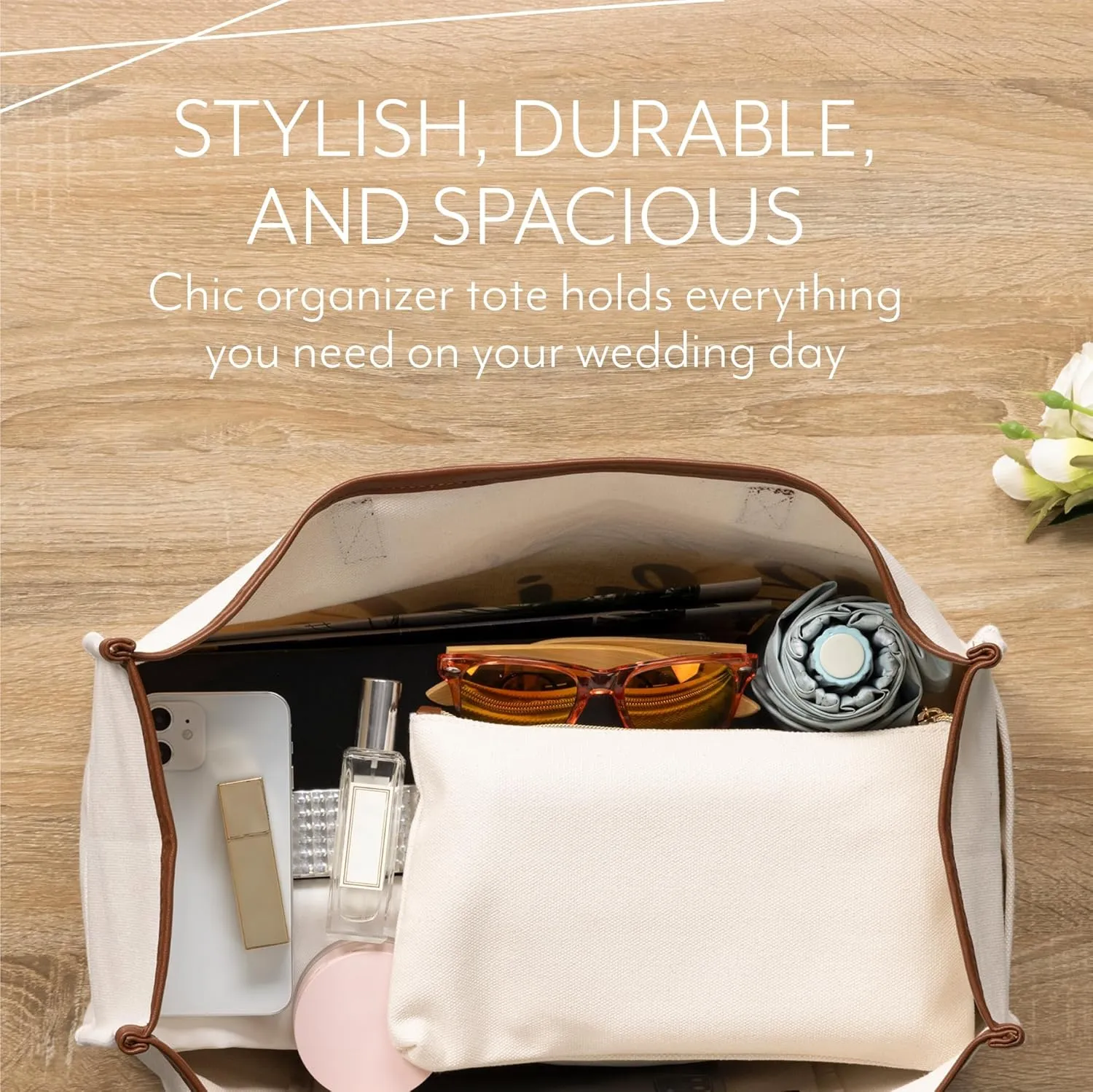 Your Perfect Day Bride Bag - Large Bridal Mrs Bag for Wedding & Honeymoon - With Zip Pocket and Bonus Vanity Case
