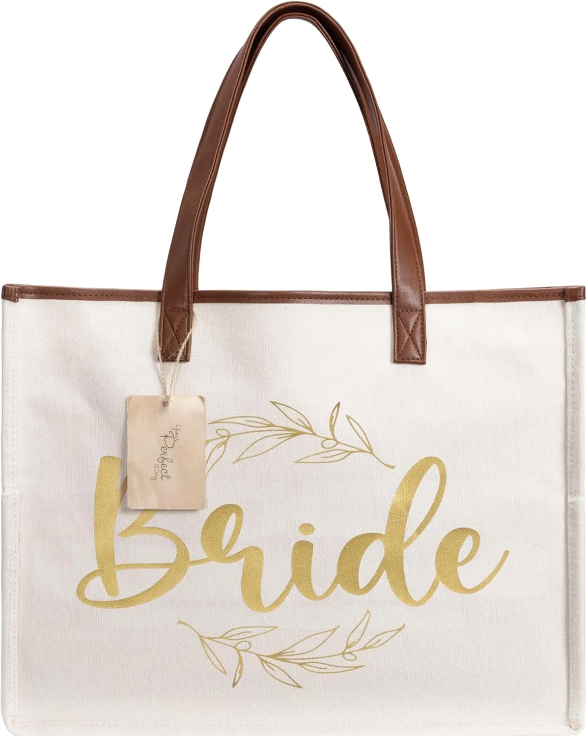 Your Perfect Day Bride Bag - Large Bridal Mrs Bag for Wedding & Honeymoon - With Zip Pocket and Bonus Vanity Case