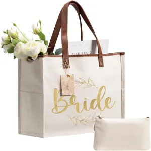 Your Perfect Day Bride Bag - Large Bridal Mrs Bag for Wedding & Honeymoon - With Zip Pocket and Bonus Vanity Case