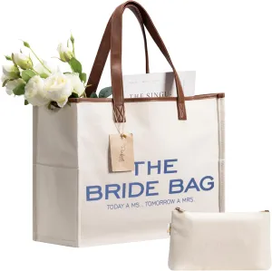 Your Perfect Day Bride Bag - Large Bridal Mrs Bag for Wedding & Honeymoon - With Zip Pocket and Bonus Vanity Case