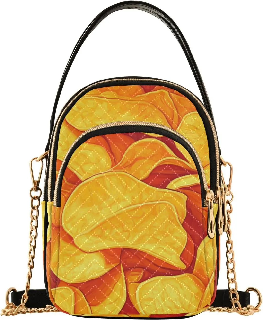 Yummy Crisps Cartoon Yellow trendy handbags for women crossbody with multi pockets hand bag for women for travel