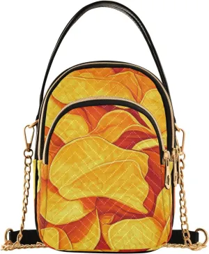 Yummy Crisps Cartoon Yellow trendy handbags for women crossbody with multi pockets hand bag for women for travel