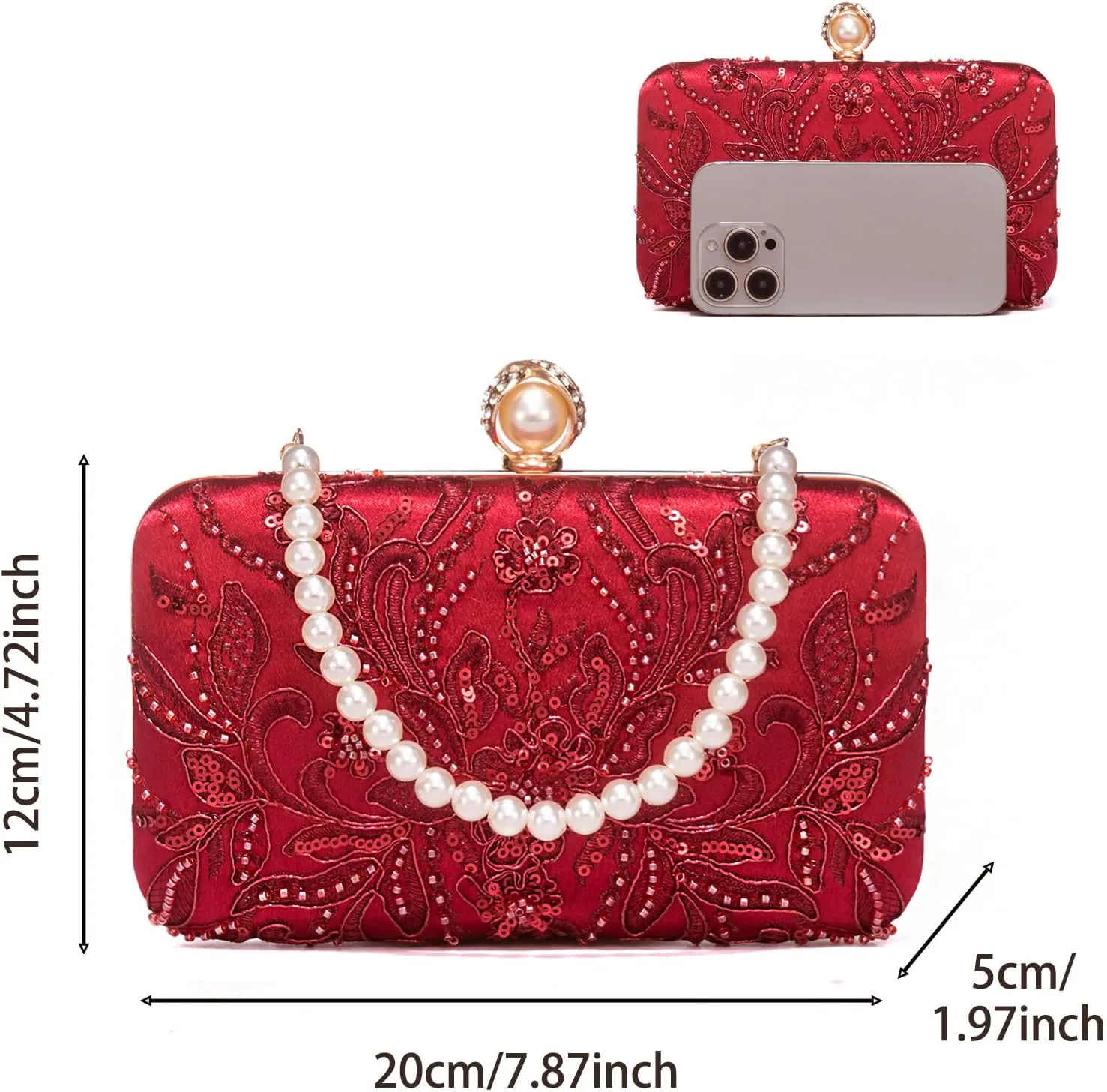 YYW Clutch Purses for Women Evening Bag Sequins Beaded Party Handbag Wedding Purse
