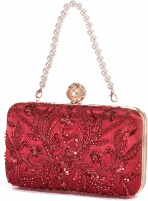 YYW Clutch Purses for Women Evening Bag Sequins Beaded Party Handbag Wedding Purse