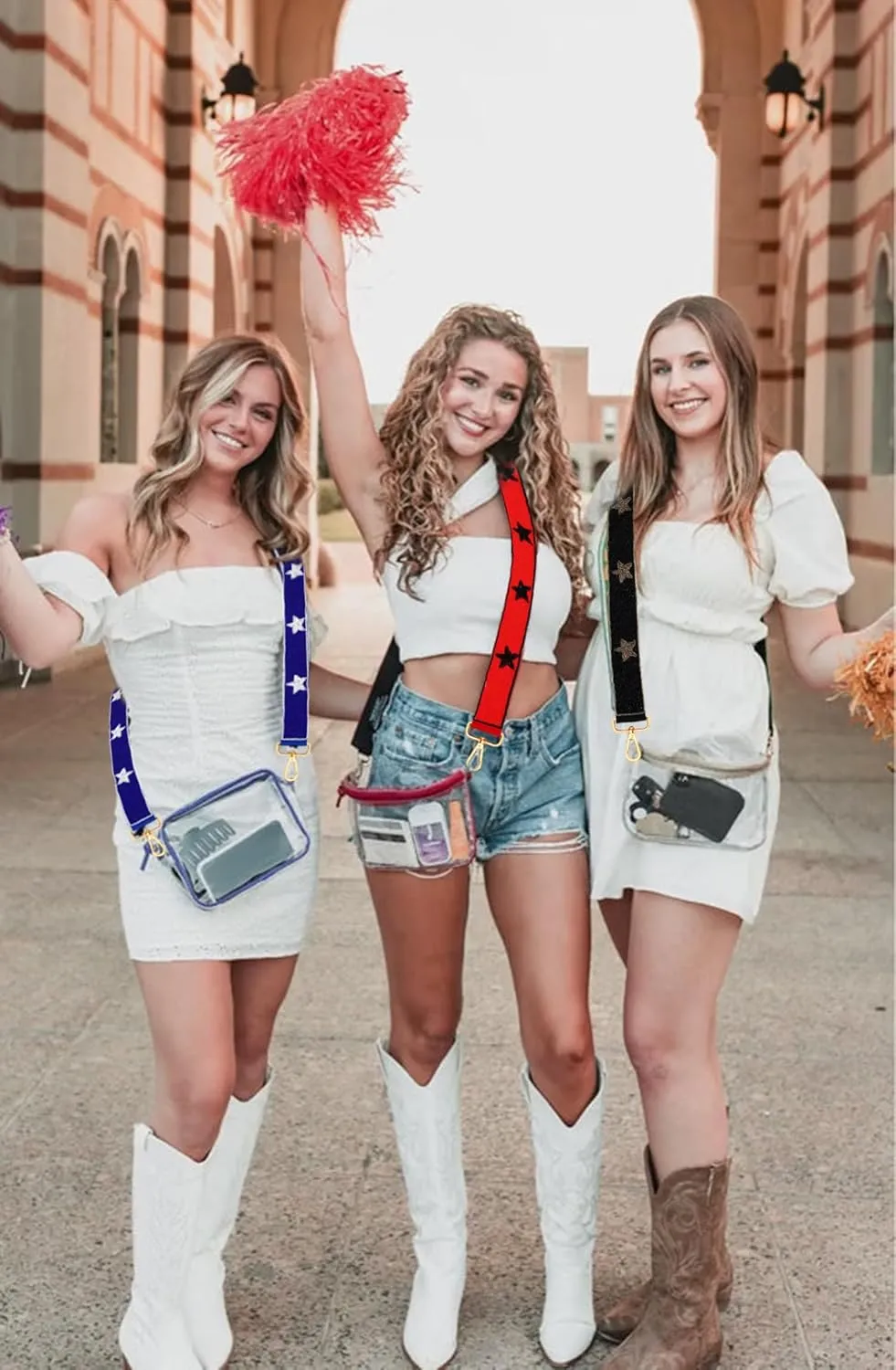 ZOLEAROPY Game Day Beaded Purse Strap Stadium Football University College Star Bag Strap Accessory Game Day Clear Crossbody