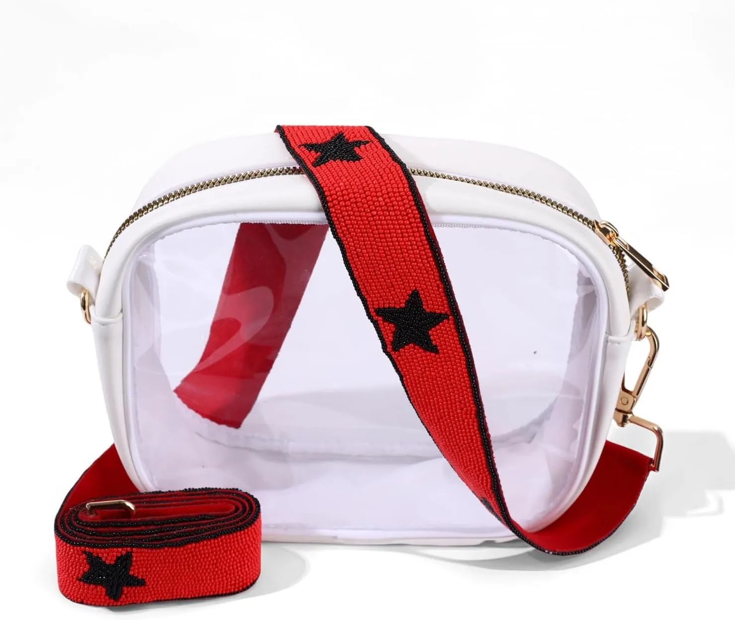 ZOLEAROPY Game Day Beaded Purse Strap Stadium Football University College Star Bag Strap Accessory Game Day Clear Crossbody